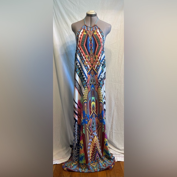 Flying Tomato Dresses & Skirts - Colorful art deco maxi halter dress